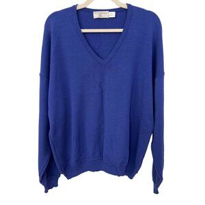 St Croix Knit Wool Pullover Sweater Size XL Long Sleeve Blue Relaxed Cozy Staple